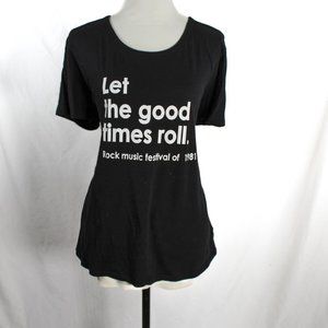 Let the Good Times Roll Cars Quote Black Tee Shirt Plus Classic Rock Goth